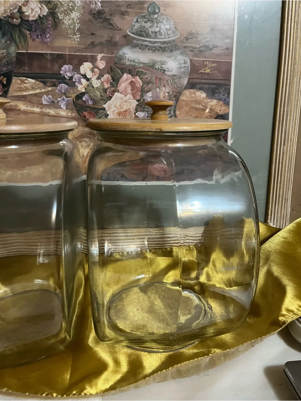 Clear Glass Canister with Wood Lid - Natural Wood Color
